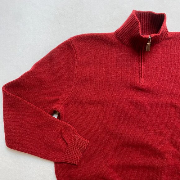 Vintage Polo Ralph Lauren 100% Lambswool Sweater Men's XL Red 1 /4 Zip Pullover - Picture 7 of 12